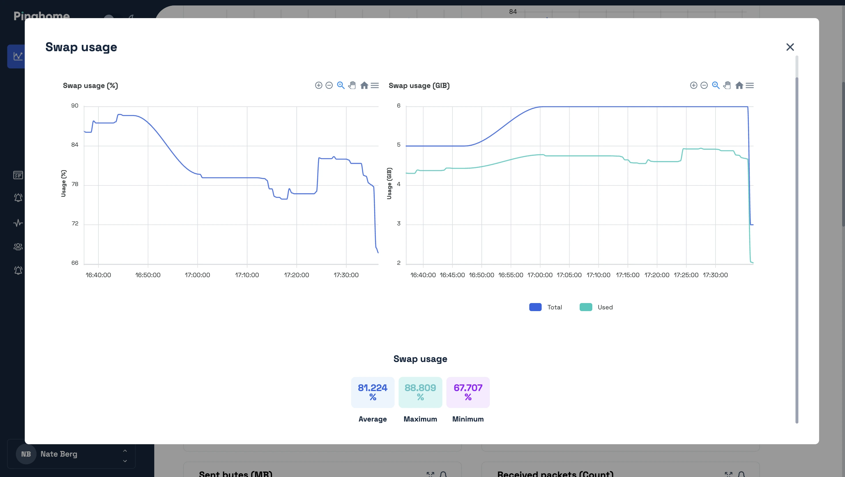 Server monitoring Swap (in Unix-like systems) metrics at Pinghome
