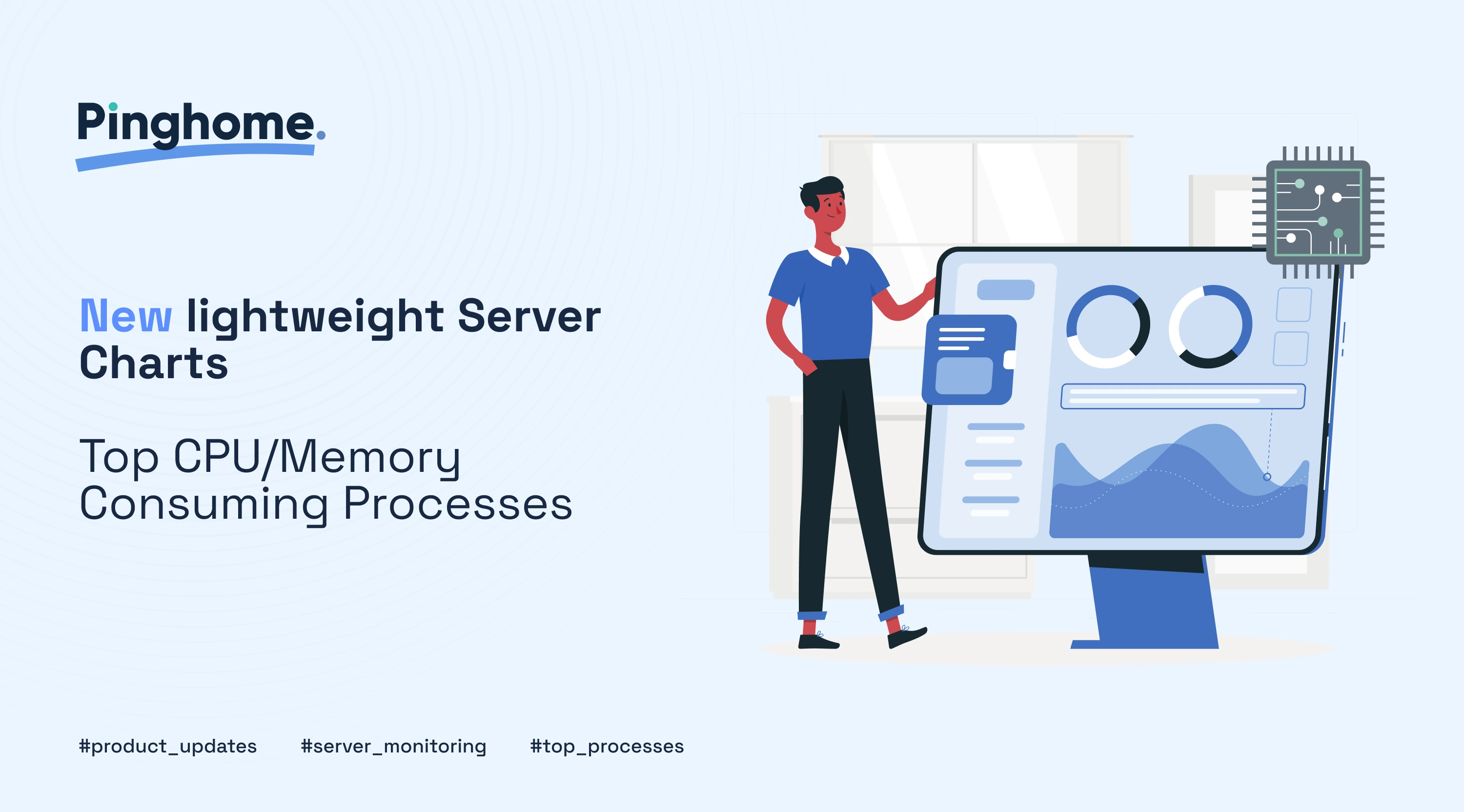 Updated server monitoring charts and process metrics in Pinghome