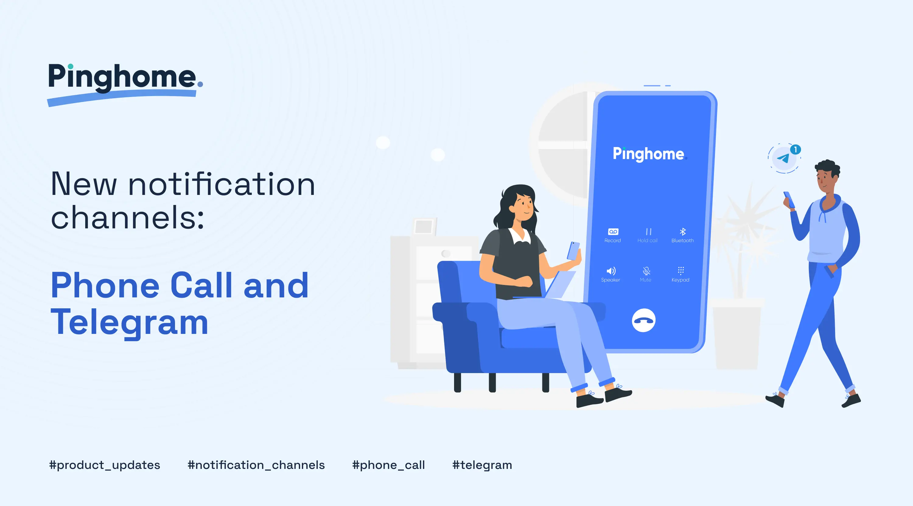 Phone Call and Telegram notification channels in Pinghome