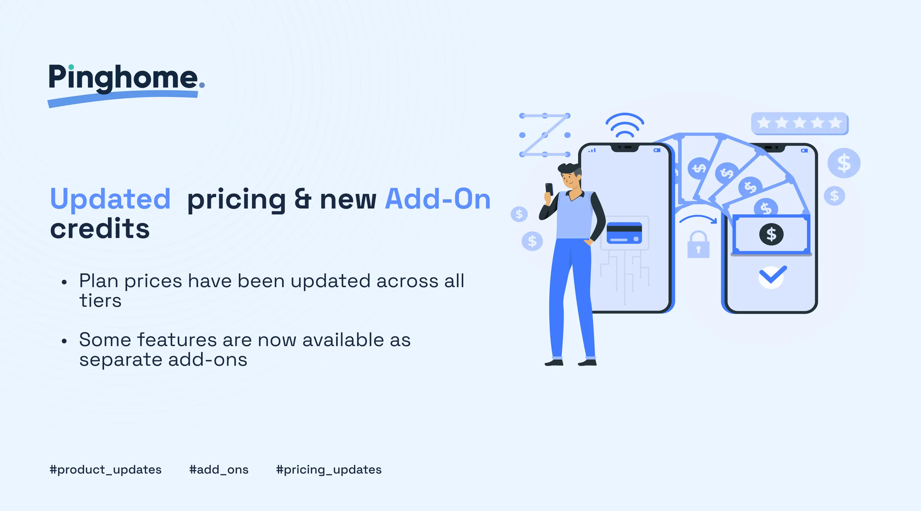 Updated pricing table and Add-On credits section in Pinghome